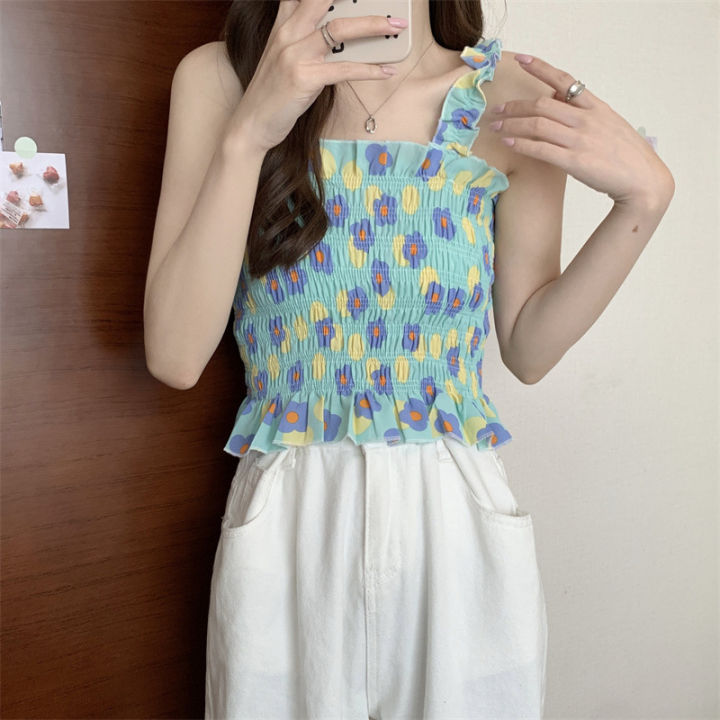 bellylady%20Women%20Cotton%20Ruffled%20Tank%20Top%20Summer%20Sweet%20Floral%20Printing%20Slim%20Fit%20Vest%20Trendy%20Casual%20Backless%20Sleeveless%20Tops%20-%20Image%204