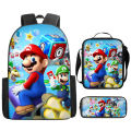 Super Mario Bros Boys Girls Cartoon Bags Pencil Case Messenger Bag Children 3PCS Student School Bags Orthopedic Backpack. 