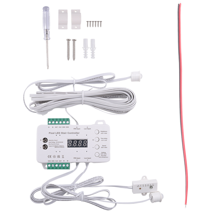 Motion Sensor LED Stair Pixel Lights Controller RGB LED Controller with Daylight Sensor Stair Lighting Controller Easy Install