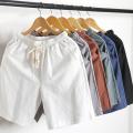 Linen Shorts Men's Summer plus Size Straight Beach Pants Loose Big Pants Japanese Style Thin Casual Cotton Linen Cropped Pants. 