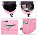 Random Color - Korean Style Women Backpack Solid Color Female Multi-pocket Casual Woman's Travel Bag High Quality Schoolbag for Teenage Girl Book. 