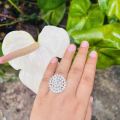 BOOM silver / rose gold color cute, beautiful adjustable ring with fixed white stone for women and girl. 