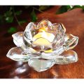 Lotus Shape crystal Design Glass Candle Holder  1PC Lotus Flower Shaped Candle Holder Glass Candle Holder (Lotus Shaped). 