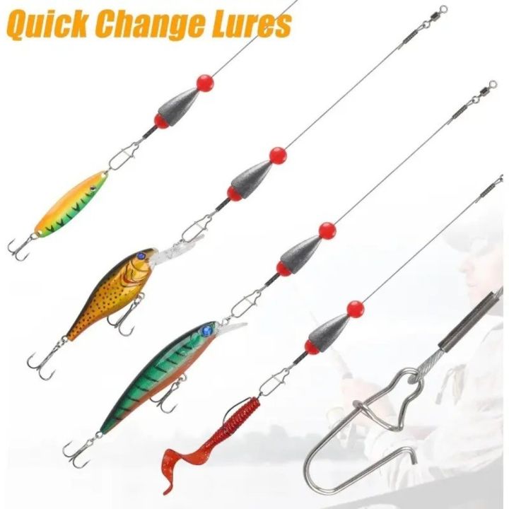Steel 6 Rigs 5pcs Leader Rigs Steel Wire Fishing Weights Trolling Tackle Bass ...