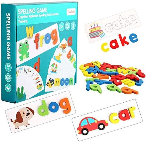 Matching Wooden Letter Game [Spelling Learning Toy,Wooden Spelling ...