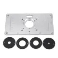 700C Aluminum Router Table Insert Plate + Tools DIY 4 Rings Screws For Woodworking Benches. 
