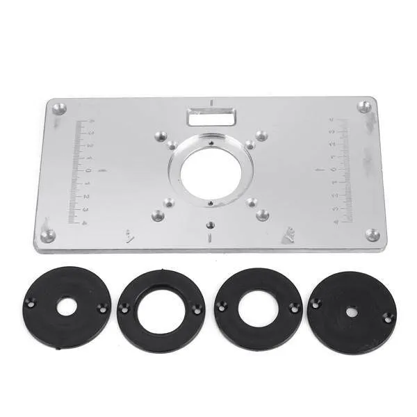700C Aluminum Router Table Insert Plate + Tools DIY 4 Rings Screws For Woodworking Benches