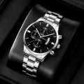 【FOOT SOFA】Fashion Mens Watches Luxury Silver Stainless Steel Quartz Wrist Watch Man Business Watch for Men Calendar Clock Reloj Hombre. 