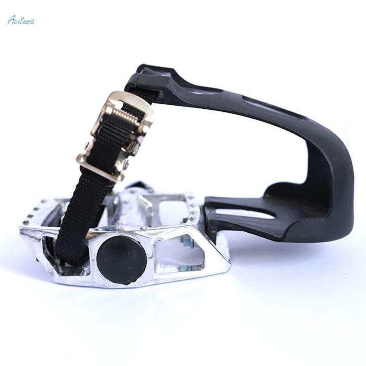 Stationary Bike Pedals, Exercise Bike Pedals with Straps and Toe Clips, Fits Exerciser Equipment & Exercise Bike Bicycle , Long 14mm spindle