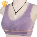 Comfortable Breathable Women Bra Comfortable Wireless Front Closure Sport Bra for Mid-aged Women Lace Splicing Removable Pads Ideal for Southeast Asian Buyers Mid-aged Women Wireless Brassiere. 