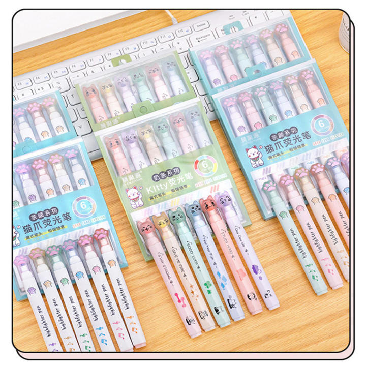6PCS/Box%20Kawaii%20Cat%20Claw%20Highlighter%20Drawing%20Art%20Marker%20Fluorescent%20Pen%20Student%20Cute%20Watercolor%20Pen%20Stationery%20School%20Supplies%20-%20Image%205