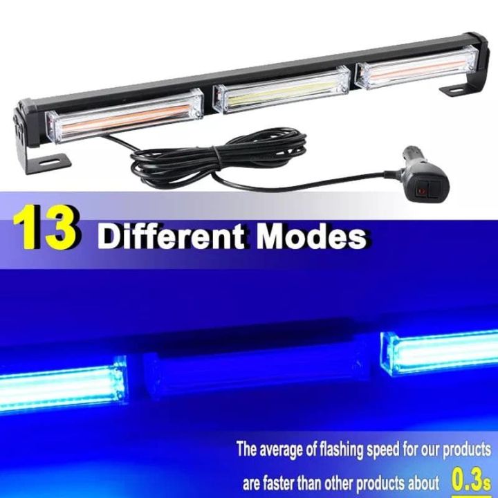 Car LED COB Car Emergency flash Vip light Bar Vehicle Traffic Signal Warning Strobe Light bar 7 Flash Modes 12V Red Blue Amber
