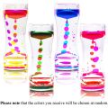 【MSH Double-color Hourglass Liquid Motion Bubbler Timer for Relaxing Therapy Relieves Stress and Increase Fidget Toy Blue and Pink. 