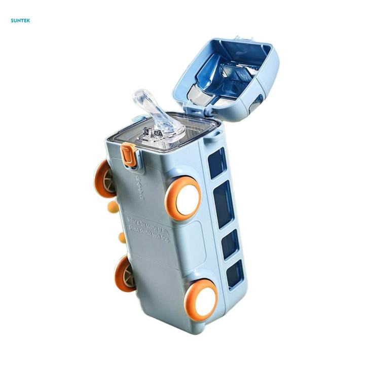 Kid Water Bottle with Straw Cartoon Car Drinking Bottle Kids Leakproof Water Cups for Kids Childrens Water Cup for Boys Girls