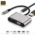 USB C to HDMI VGA Adapter 4-in-1 USB C Hub with 4K 30Hz HDMI,1080P 60Hz VGA,USB 3.0, PD Charge,Thunderbolt 3 Compatible, with M a c/Air/i Pad Pro/Nintendo Switch/Samsung/Dell More. 