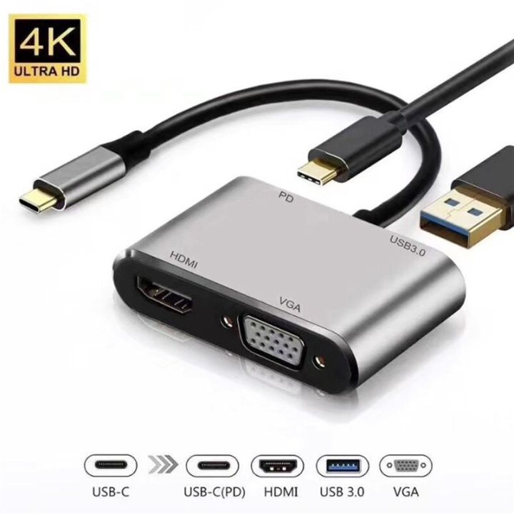 USB%20C%20to%20HDMI%20VGA%20Adapter%204-in-1%20USB%20C%20Hub%20with%204K%2030Hz%20HDMI,1080P%2060Hz%20VGA,USB%203.0,%20PD%20Charge,Thunderbolt%203%20Compatible,%20with%20M%20a%20c/Air/i%20Pad%20Pro/Nintendo%20Switch/Samsung/Dell%20More%20-%20Image%204