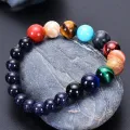 Natural Stone Eight Planets Bead Bracelets for Men Women Chakra Bangle Yoga Galaxy Solar Wristband Jewelry. 