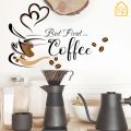 Self-adhesive Coffee Cup Pattern Wall Stickers/Removable Coffee Tea Sign Wall Art Decals. 