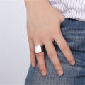 Titanium Hip Hop Stainless Steel Square Wide Ring for Men, Silver and Black, Sizes 8-11. 