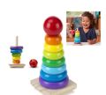 Wooden Rainbow Tower Ring Stacking Stack Up Educational Toys. 