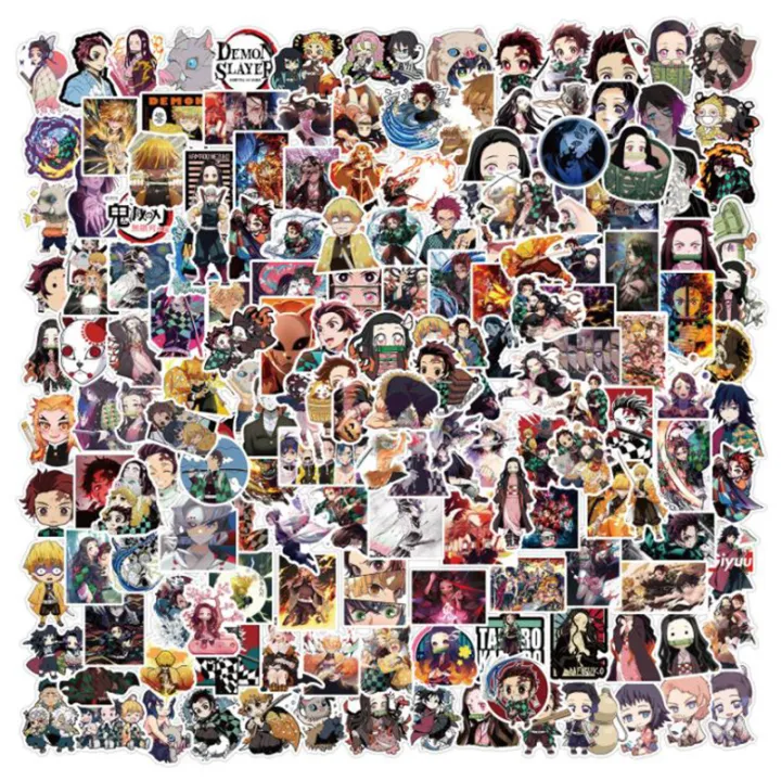 200Pcs Anime Demon Slayer PVC Stickers For DIY Skateboard Guitar Laptop Sticker