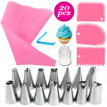 20 PCS/Set Silicone Pastry Bag Tips Kitchen DIY Icing Piping Reusable Pastry Bags +14 Nozzle Set Cake Decorating Tools. 