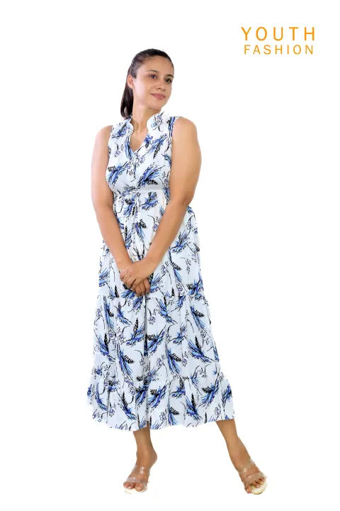 Sleeveless Printed Frock
