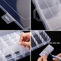 18/24 Grids Plastic Jewellery Organizer Box Adjustable Dividers Portable Clear Jewelry Storage Box. 