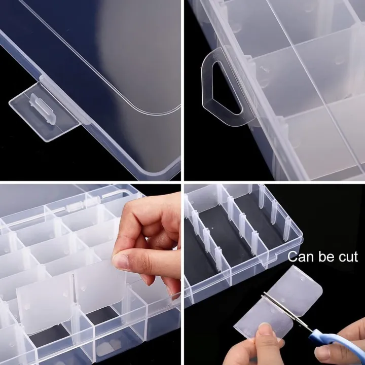 18/24%20Grids%20Plastic%20Jewellery%20Organizer%20Box%20Adjustable%20Dividers%20Portable%20Clear%20Jewelry%20Storage%20Box%20-%20Image%205