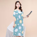 Middle-Aged and Elderly Cotton Nightdress Women's Summer Pajamas Artificial Cotton Dress Skirt Mid-Length plus Size Homewear Mom. 
