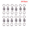 50PCS Fishing Barrel Bearing Rolling Swivel Solid Ring Lures Connector 11 Size Conbo. 