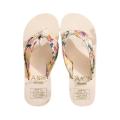 Oufeiton Lightweight Slippers Bohemian Style Floral Print Women's Summer Sandals Slip-on Flat Anti-skid Flip Flops for Casual Beach Vacation Couple Slippers for Effortless Movement Wear-resistance Women Flip. 