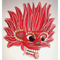 Sri Lankan Wooden Mask 6"Traditional Devil Home Decor Hanging Mask Size 6 inch (Ginidal Raksha). 