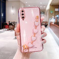 For Samsung Galaxy A50 Back Cover with 3D Love Heart Wristband Chain Fashion Bracelet Shiny Plating Phone Case Soft Silicone Bumper Protective Cover. 