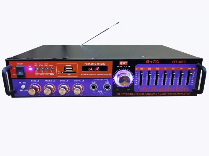 Ampli Bluetooth BT-669 – Karaoké, 2 Voies, USB, SD, Mp3