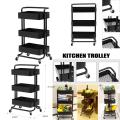 3 Tier Multi-Purpose Utility Rolling Mobile Cart Trolley Organizer Drawer Units & Metal Mesh Shelving Holders Basket Rack for Kitchen, Bathroom, Bedroom Storage on Wheels. 