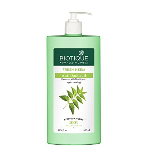 Biotique Fresh Neem Anti Dandruff Shampoo and Conditioner | Controls Dandruff | Eliminates Dryness, Flaking, and Itching | Hair Looks Fresh and Lustrous |Suitable for All Skin Types | 650ml(FROM INDIA)