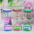 【MSH Double-color Hourglass Liquid Motion Bubbler Timer for Relaxing Therapy Relieves Stress and Increase Fidget Toy Blue and Pink. 