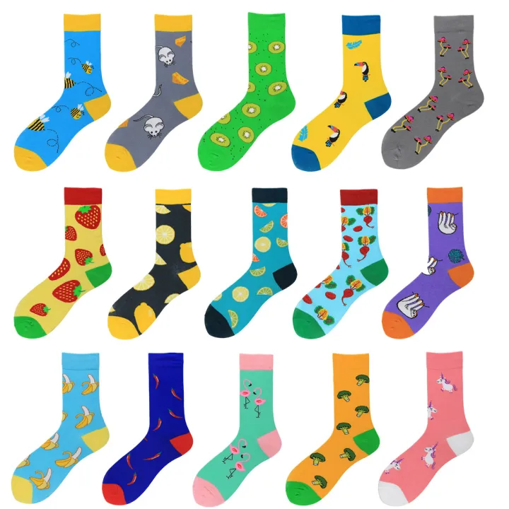 Cute Cotton Crew Socks Flamingo Puppy Cow Banana Kiwi Korean Style Funny Novelty Pink White Gift  Novelty