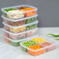 Kitchen Storage Box 4 Grids Design PP Soft Cover Refrigerator Fish Meat Storage Case Fridge Protect Vegetables Container Organizer 1Pcs. 