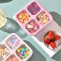 【WEJA】4 Compartments Snack Boxes Wheat Straw Meal Prep Reusable Food Storage Lunch Box for Adults & Kids. 