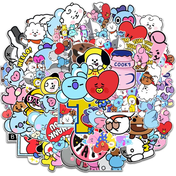 20/40pcs BTS Stickers BT21 Kpop Stickers for Laptop Scrapbook Journal Kids Girls Boys Stickers