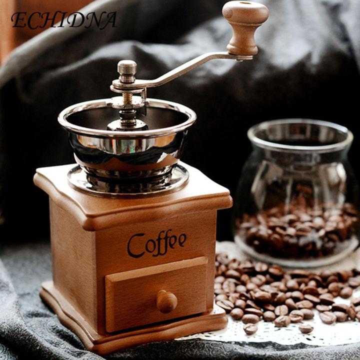 Manual Coffee Grinder Vintage Hand Wood Coffee Grinder with Drawer