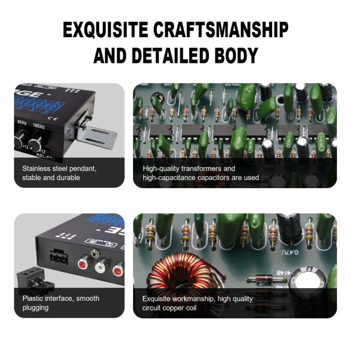 BOMGE%209-Band%20Car%20Audio%20Equalizer,%20Car%20Graphic%20Equalizer%20EQ%20W/Front,%20Rear%20+%20Sub%20Output,%208V%20RMS%20Line%20Driver,%20Adjustable%20Audio%20Output%20for%20Car,%20Boat,%20W/CD/AUX%20Input%20Select%20&%20White%20Light%20Illumination%20-%20Image%208