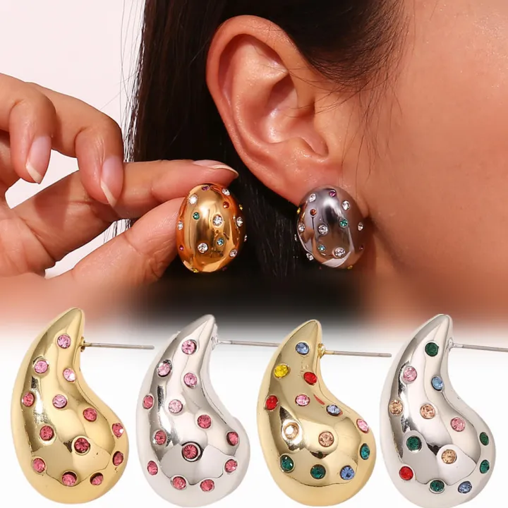 Stud%20Earrings%20Set%20Chubby%20Shape%20Colorful%20Water%20Drop%20Earrings%20Plated%20Classic%20Design%20Water%20Drop%20Earrings%20for%20For%20Women%20For%20Girls%20Bridal%20Wear%20Fashion%20Accessory%20Gift%20Item%20-%20Image%203