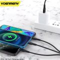 Charger 3 in 1 USB Cable for iPhone, All Android Phones Micro USB and Type C Multi Cord with Lighting for iOS Gadgets, Premium Nylon and Aluminum Braided Materials Multi Charging Connector for all wireless devices. 