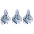 3X 20-Point Shaft Detents Encoder and 360 Degree Rotary with Push Button Blue + Silver. 