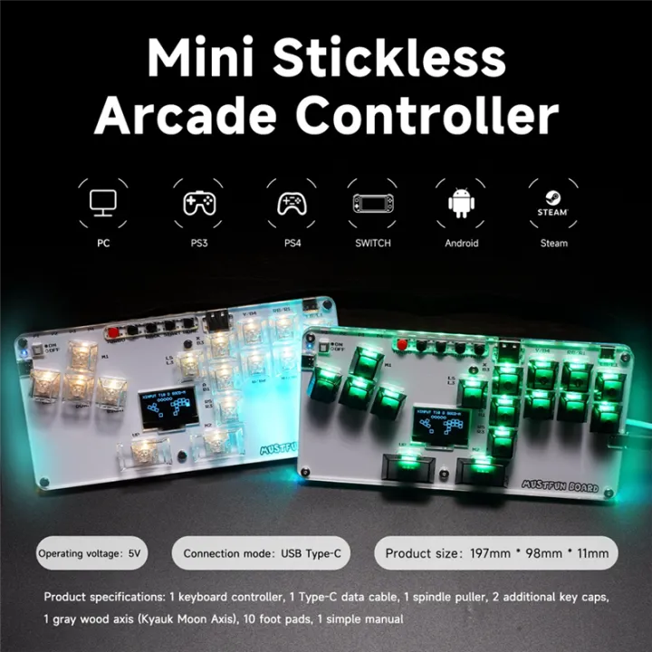 MustFun%20Controller%20Mini%20Leverless%20Arcade%20Stick%20Controller%20for%20PC///Switch%20and%20Fightstick%20Arcade%20Games%20White%20-%20Image%206