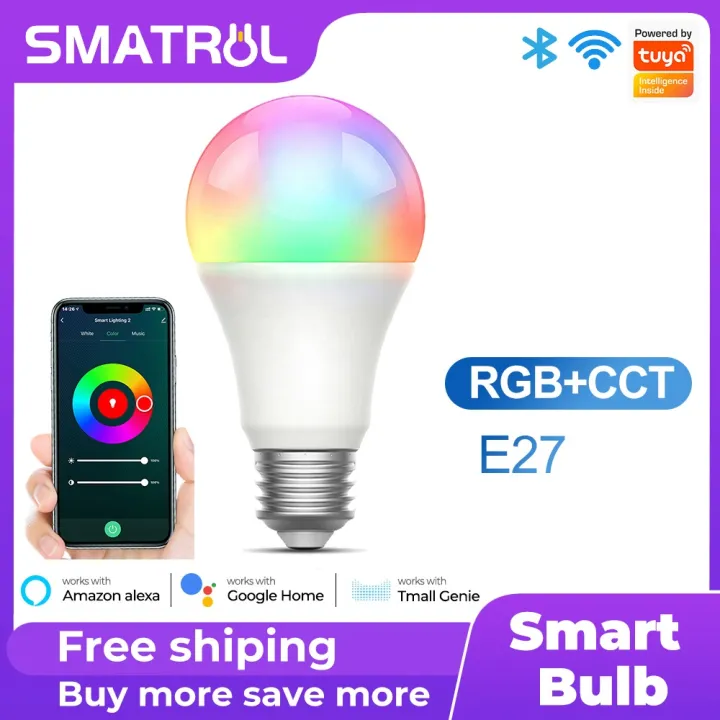 SMATRUL%20Smart%20Light%20Bulb%20Dimmable%20RGB%20Bulb%20Timer%20Control%20LED%20Work%20for%20Alexa/Google%20Home,E27%20-%20Image%202