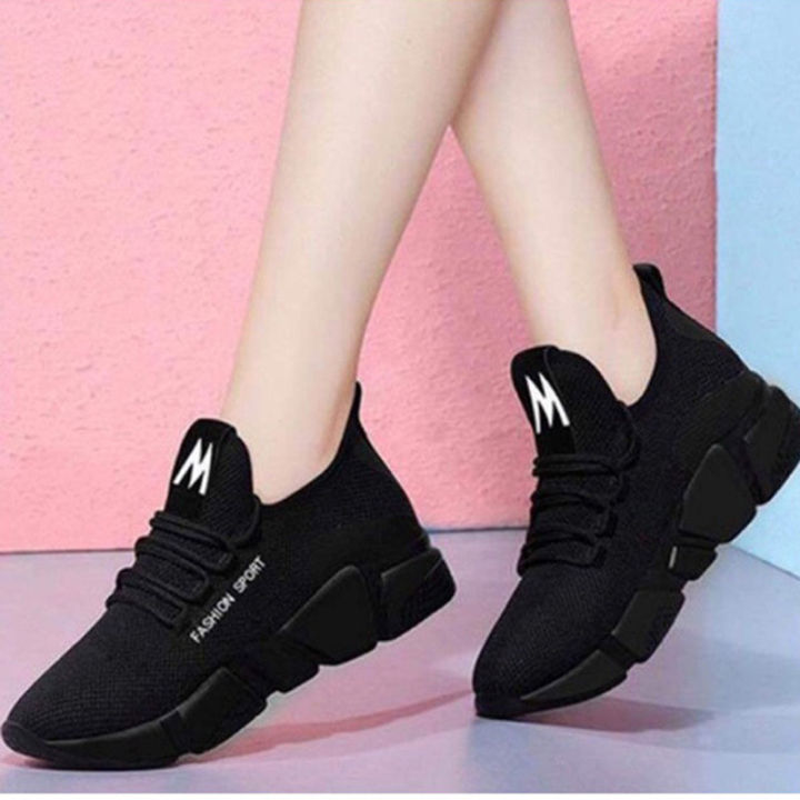 Korean rubber shoes cloth shoes thickened soles ladies laces comfortable lightweight sneakers